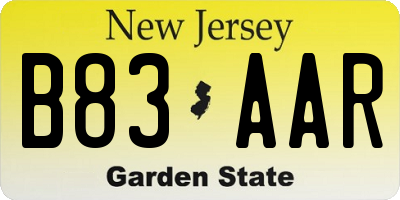 NJ license plate B83AAR