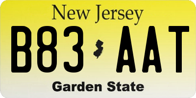 NJ license plate B83AAT