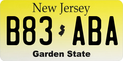 NJ license plate B83ABA