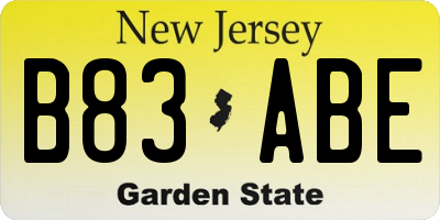 NJ license plate B83ABE