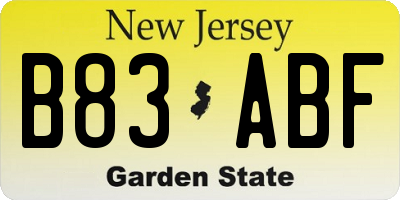 NJ license plate B83ABF