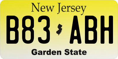 NJ license plate B83ABH