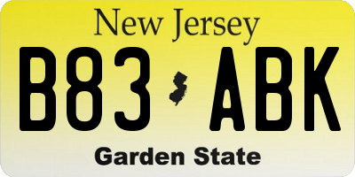 NJ license plate B83ABK