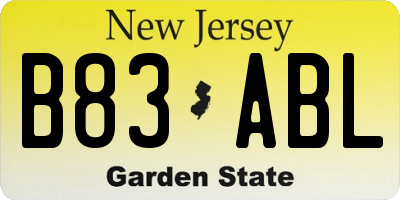 NJ license plate B83ABL
