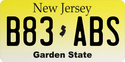 NJ license plate B83ABS
