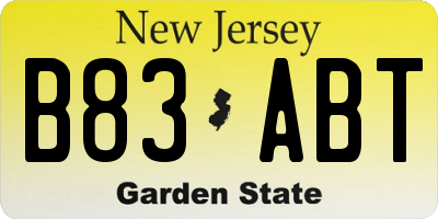 NJ license plate B83ABT
