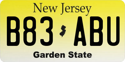 NJ license plate B83ABU