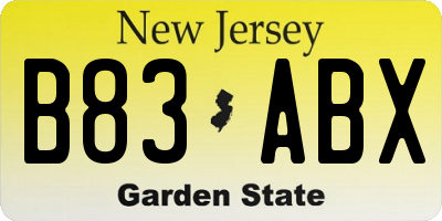 NJ license plate B83ABX