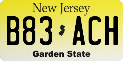 NJ license plate B83ACH