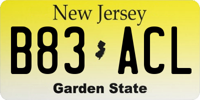 NJ license plate B83ACL