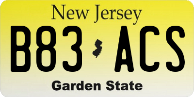 NJ license plate B83ACS