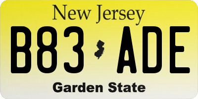 NJ license plate B83ADE