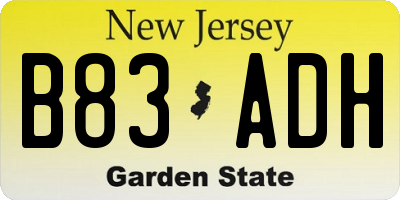 NJ license plate B83ADH