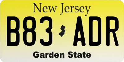 NJ license plate B83ADR