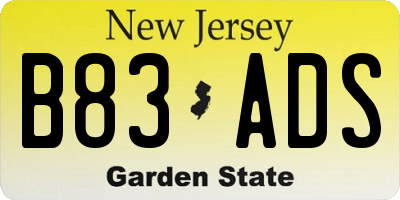 NJ license plate B83ADS