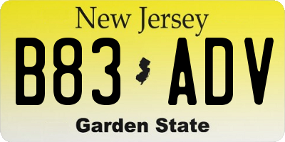 NJ license plate B83ADV
