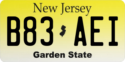 NJ license plate B83AEI