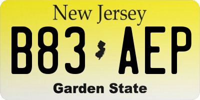 NJ license plate B83AEP