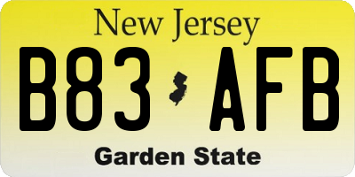 NJ license plate B83AFB