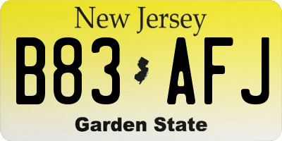 NJ license plate B83AFJ