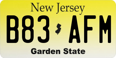 NJ license plate B83AFM