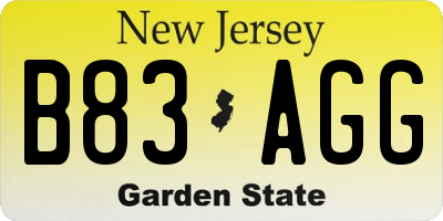 NJ license plate B83AGG