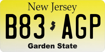 NJ license plate B83AGP