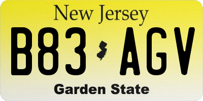 NJ license plate B83AGV