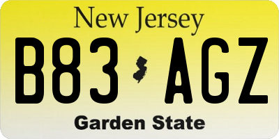 NJ license plate B83AGZ