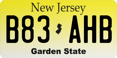 NJ license plate B83AHB