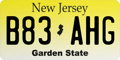 NJ license plate B83AHG