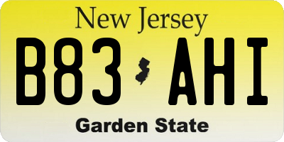 NJ license plate B83AHI