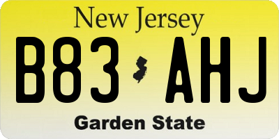 NJ license plate B83AHJ