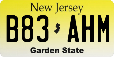 NJ license plate B83AHM