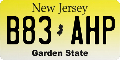 NJ license plate B83AHP