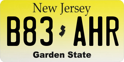 NJ license plate B83AHR