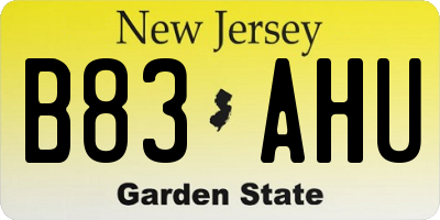 NJ license plate B83AHU