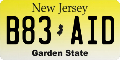 NJ license plate B83AID