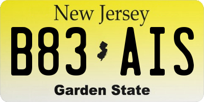 NJ license plate B83AIS