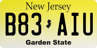 NJ license plate B83AIU