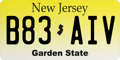 NJ license plate B83AIV