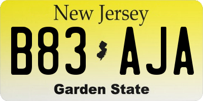 NJ license plate B83AJA
