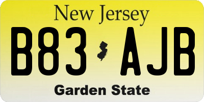 NJ license plate B83AJB