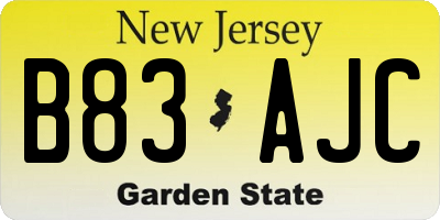 NJ license plate B83AJC