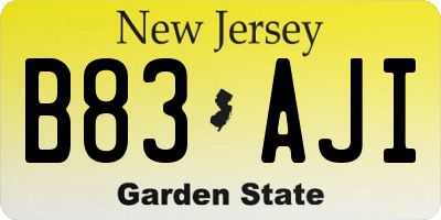NJ license plate B83AJI