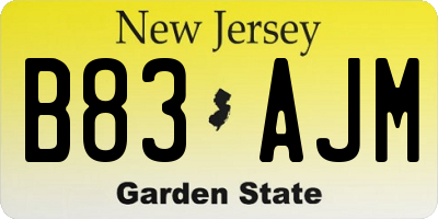 NJ license plate B83AJM