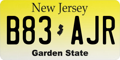 NJ license plate B83AJR
