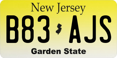 NJ license plate B83AJS