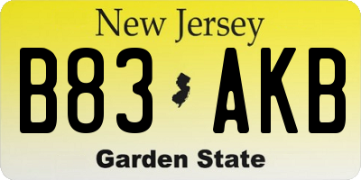 NJ license plate B83AKB
