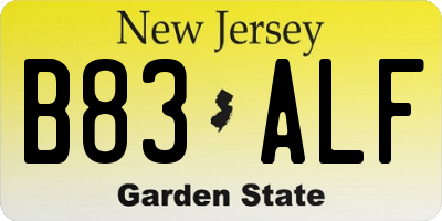 NJ license plate B83ALF